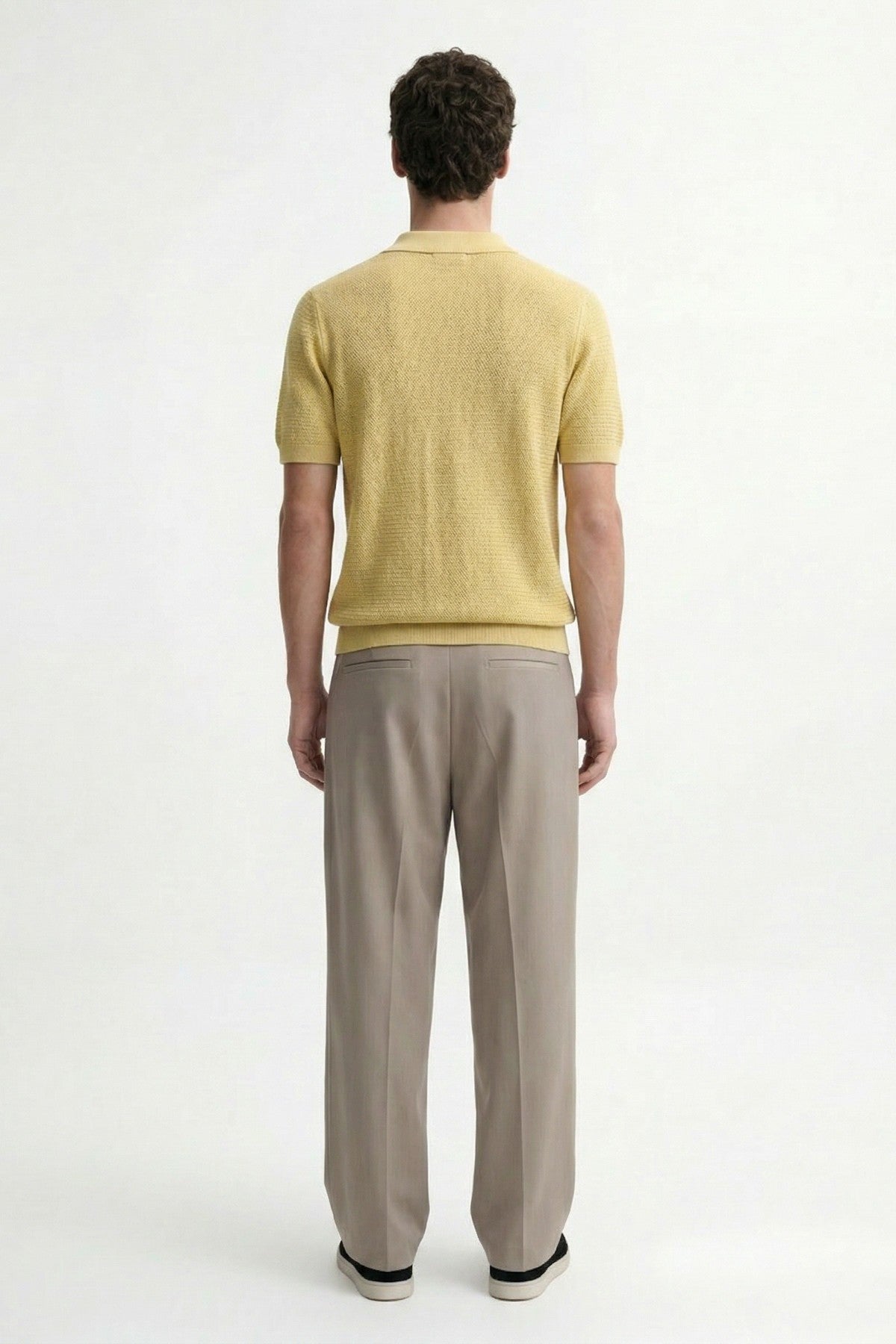 Men's Knitted-Textured Polo-Neck T-Shirt
