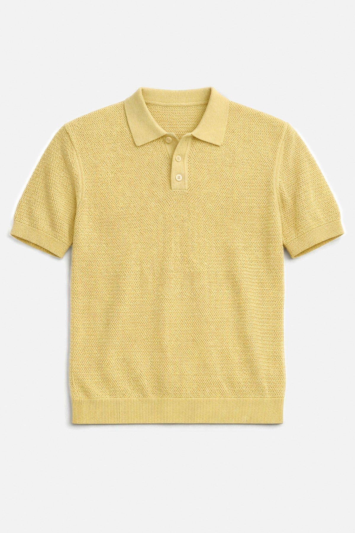 Men's Knitted-Textured Polo-Neck T-Shirt