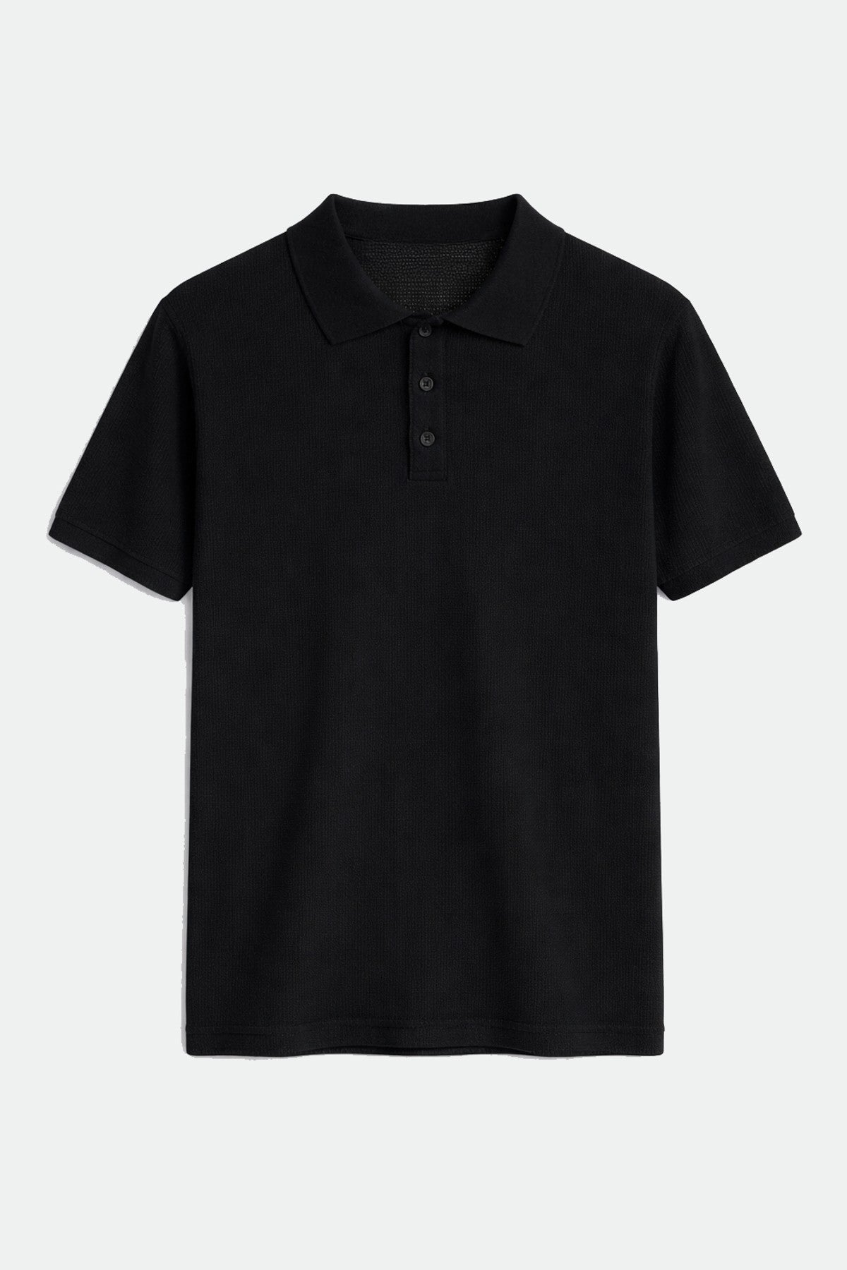 Men's Knitted-Textured Polo-Neck T-Shirt