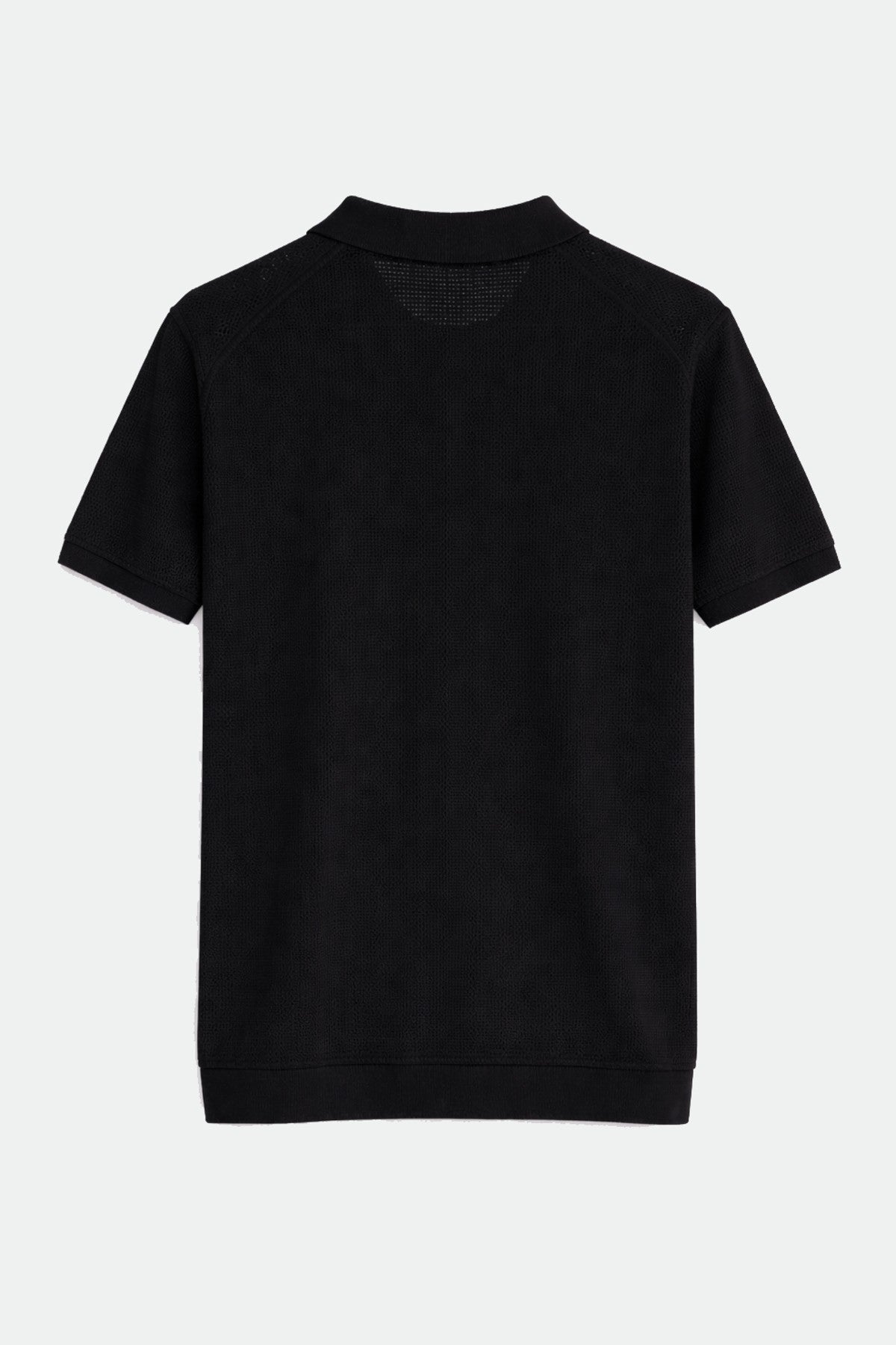 Men's Knitted-Textured Polo-Neck T-Shirt