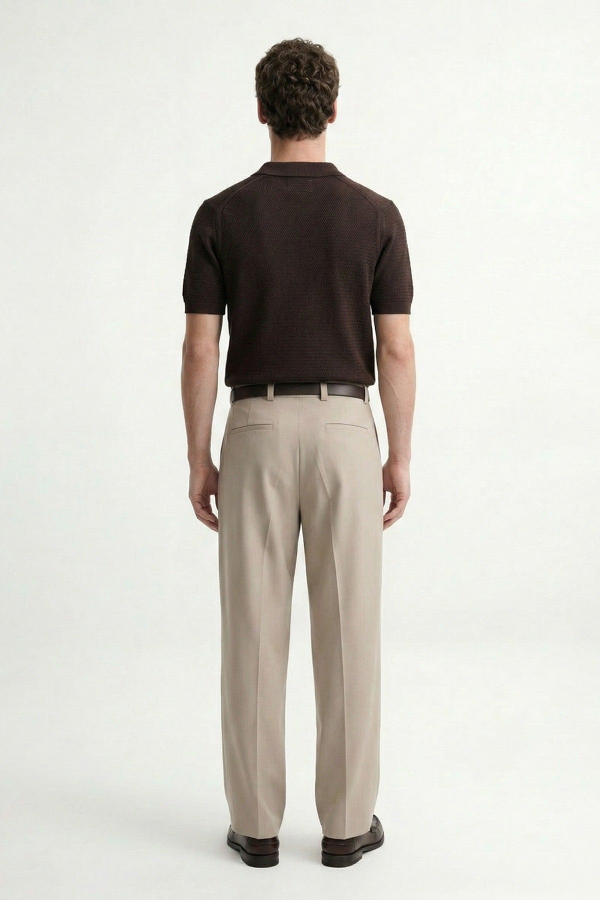 Men's Knitted-Textured Polo-Neck T-Shirt