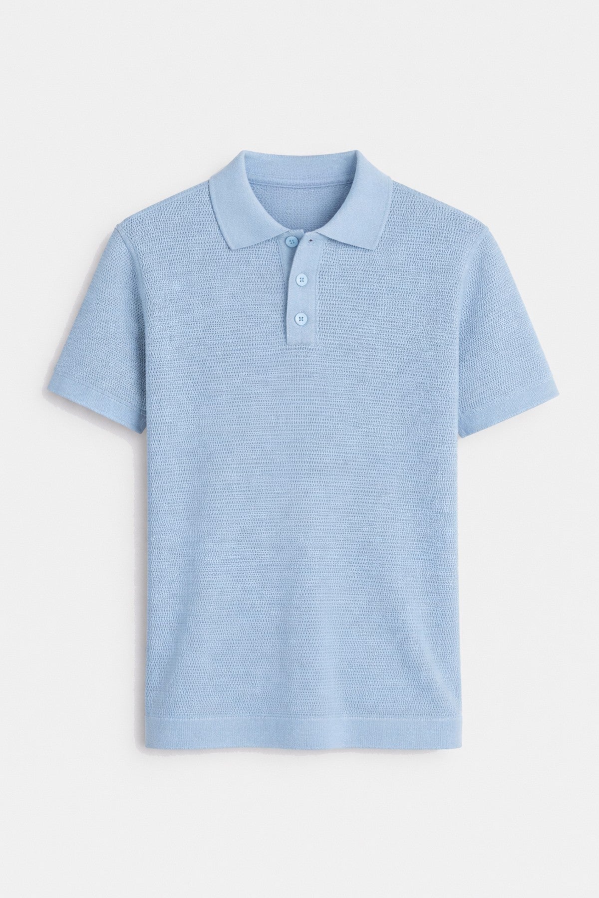Men's Knitted-Textured Polo-Neck T-Shirt