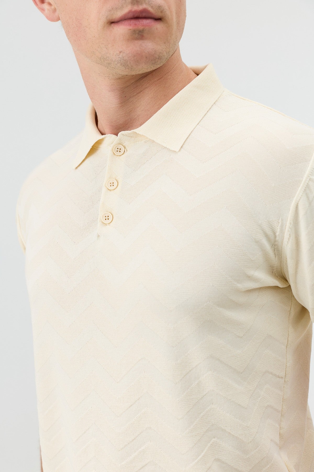 Antioch Zigzag-Patterned Polo-Neck Knit Men's T-Shirt