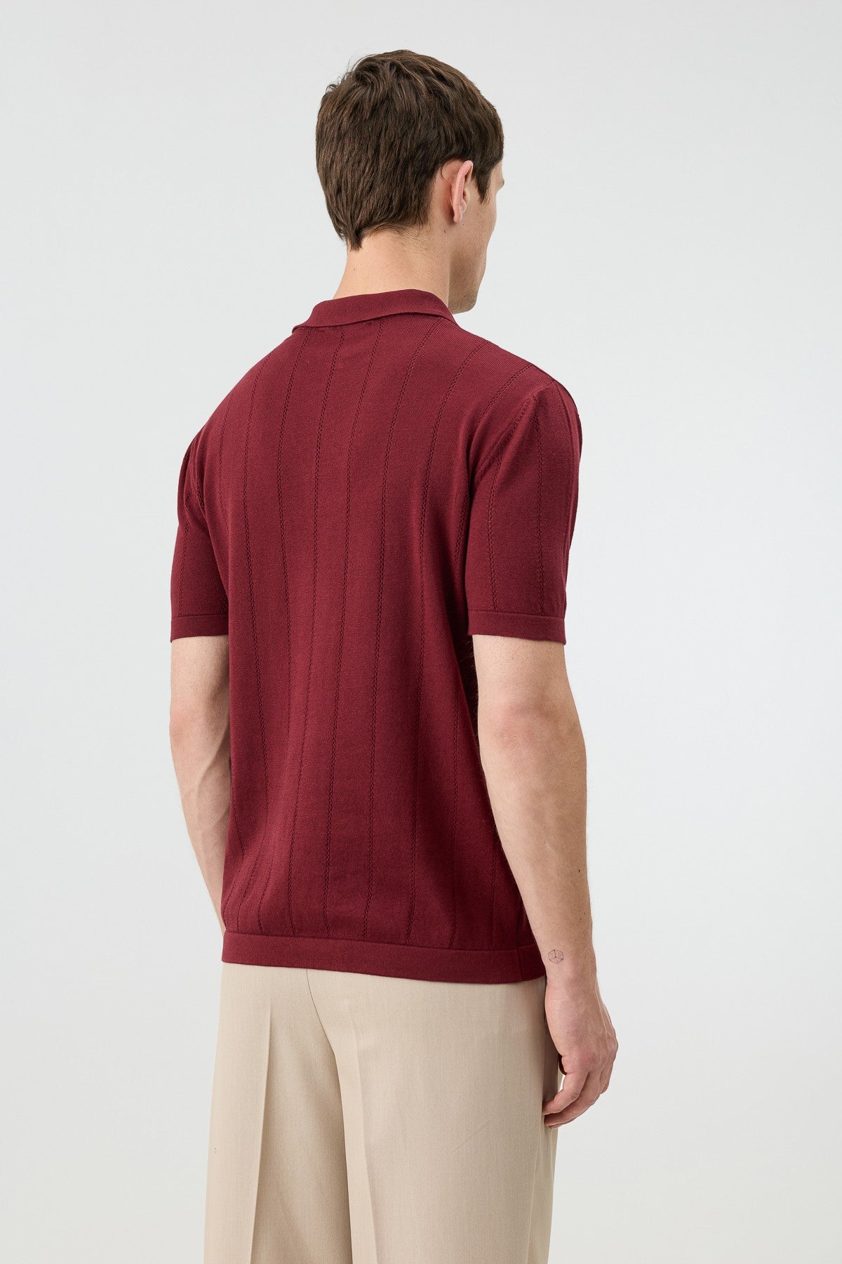 Antioch Zip-Up Collar Striped Knit Men's T-Shirt