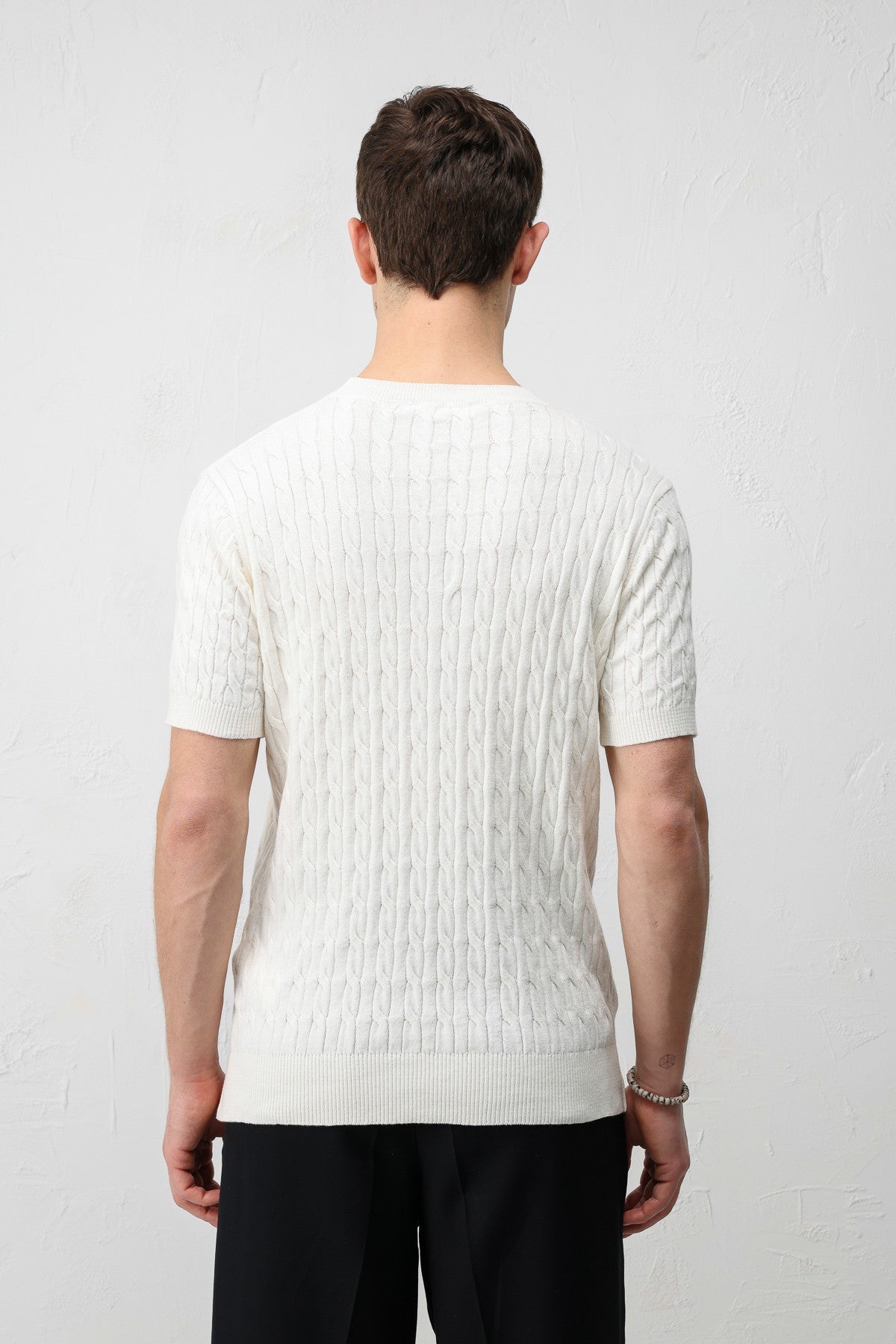 Cotton Cable-Knit Men's Knit T-Shirt