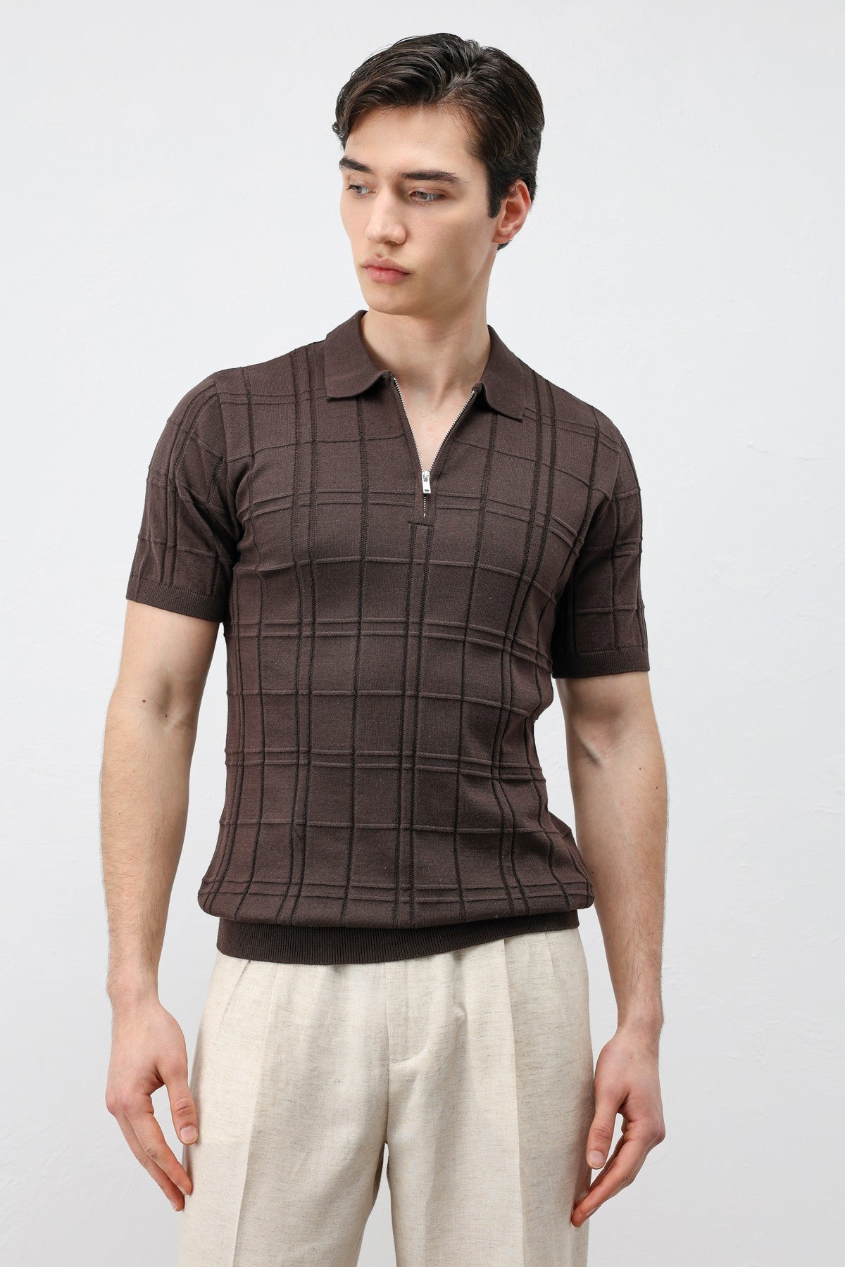 Men's Checkered Knit T-Shirt