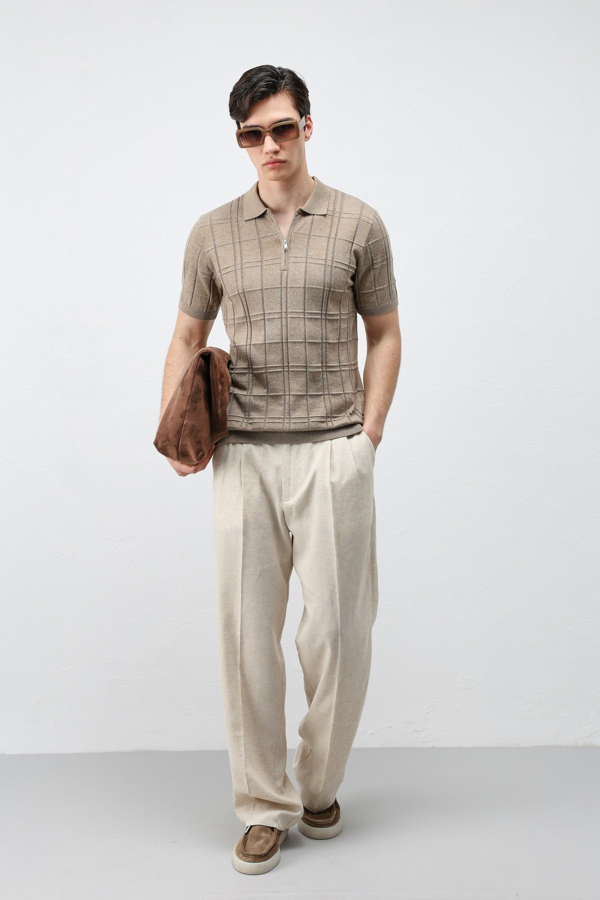 Men's Checkered Knit T-Shirt