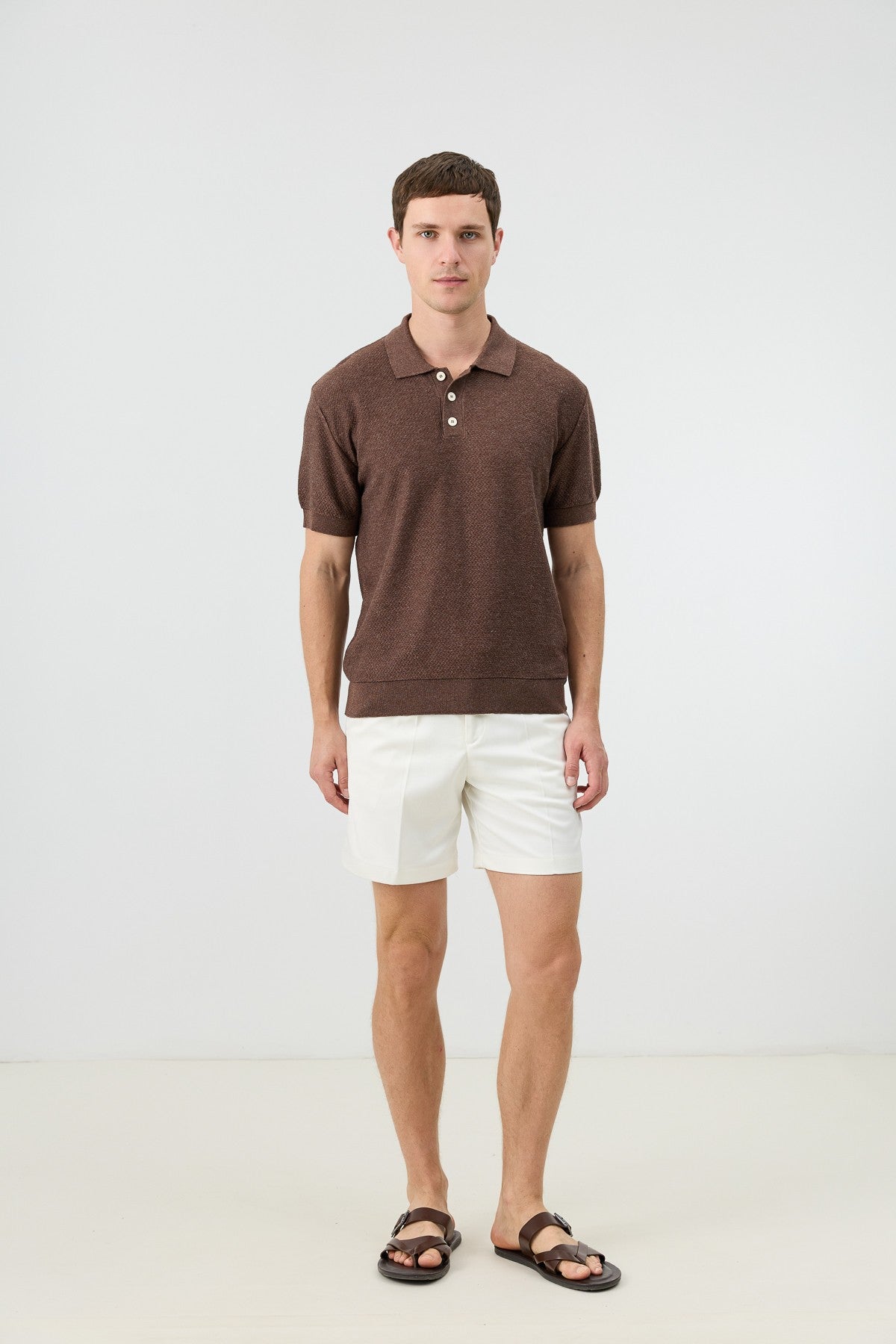 Textured Polo-Neck Knit Men's T-Shirt