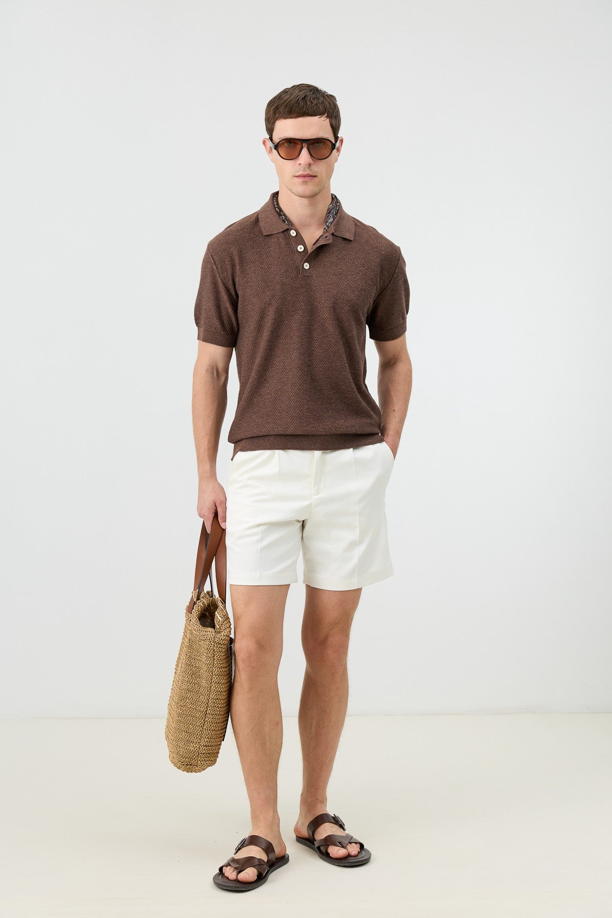 Textured Polo-Neck Knit Men's T-Shirt