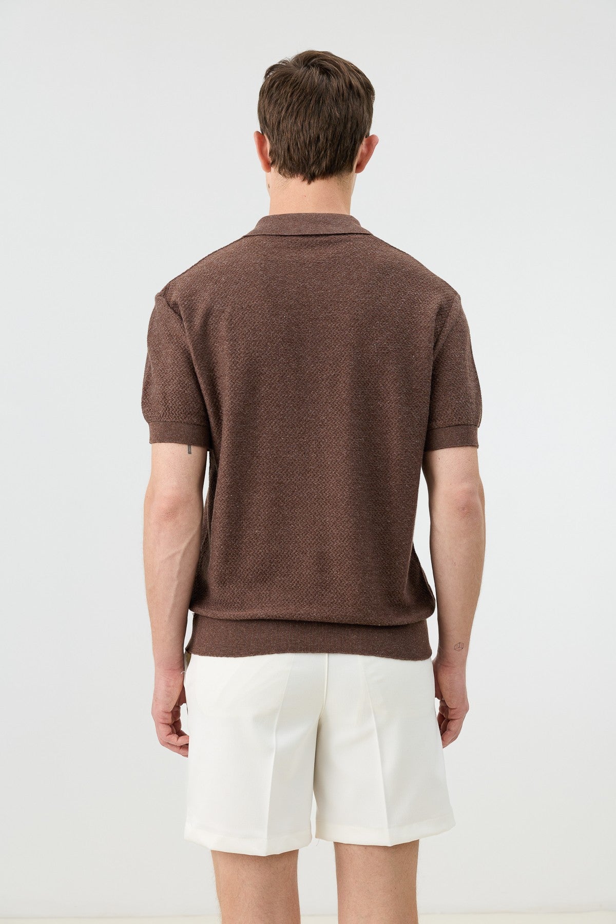 Textured Polo-Neck Knit Men's T-Shirt