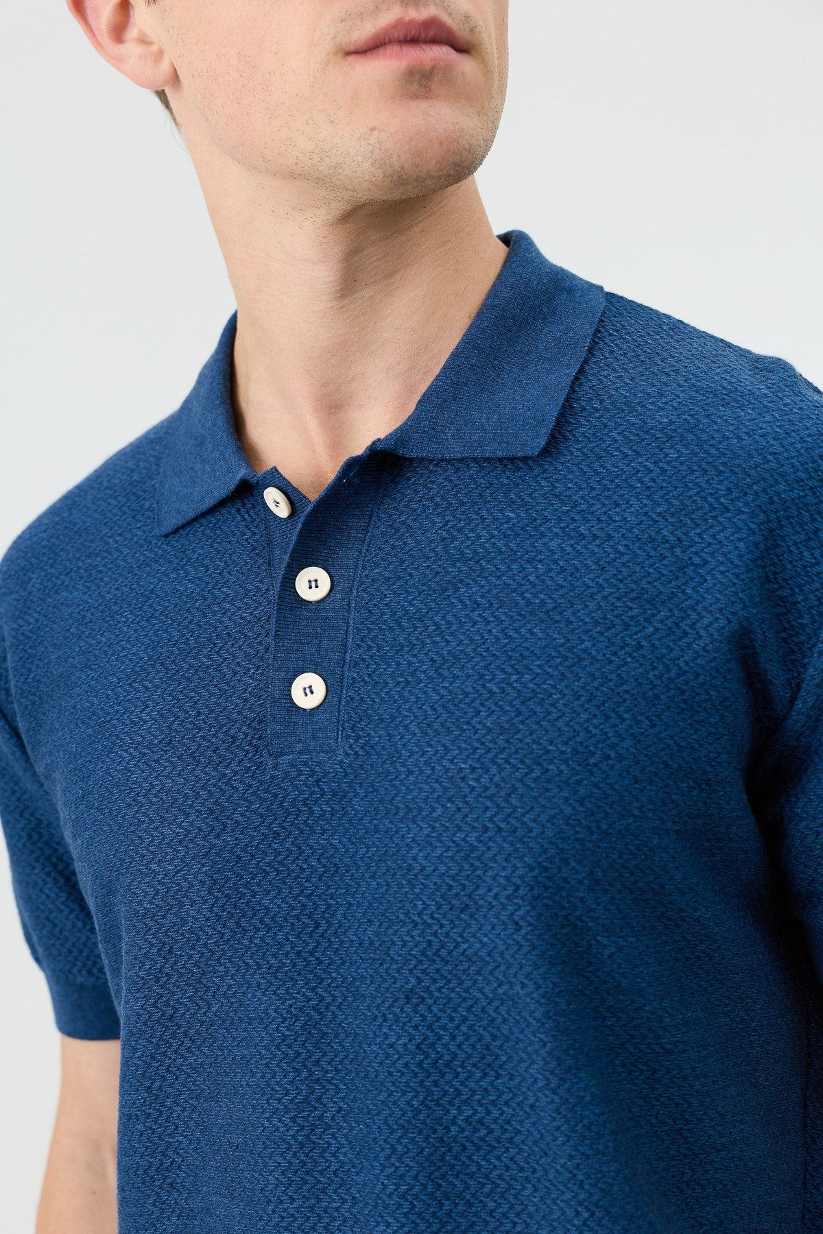 Textured Polo-Neck Knit Men's T-Shirt
