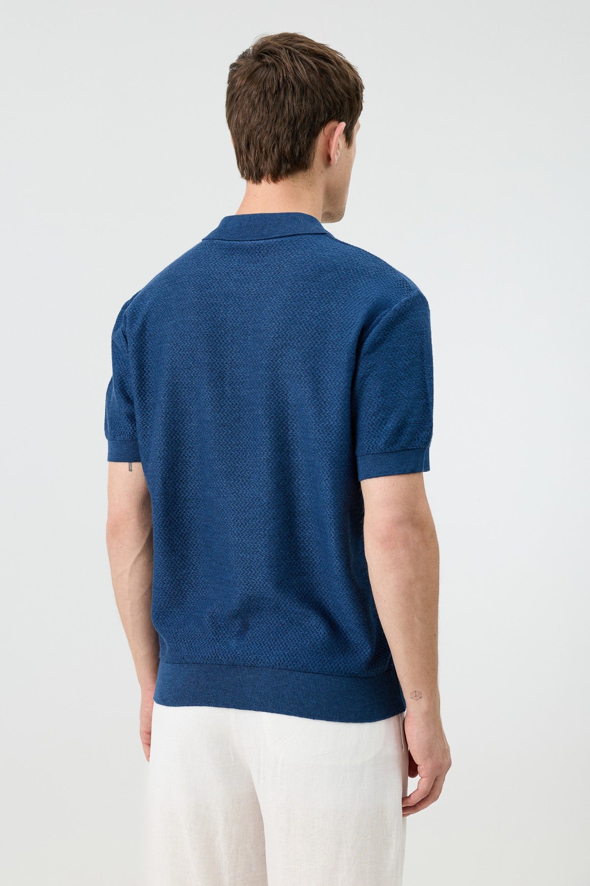 Textured Polo-Neck Knit Men's T-Shirt