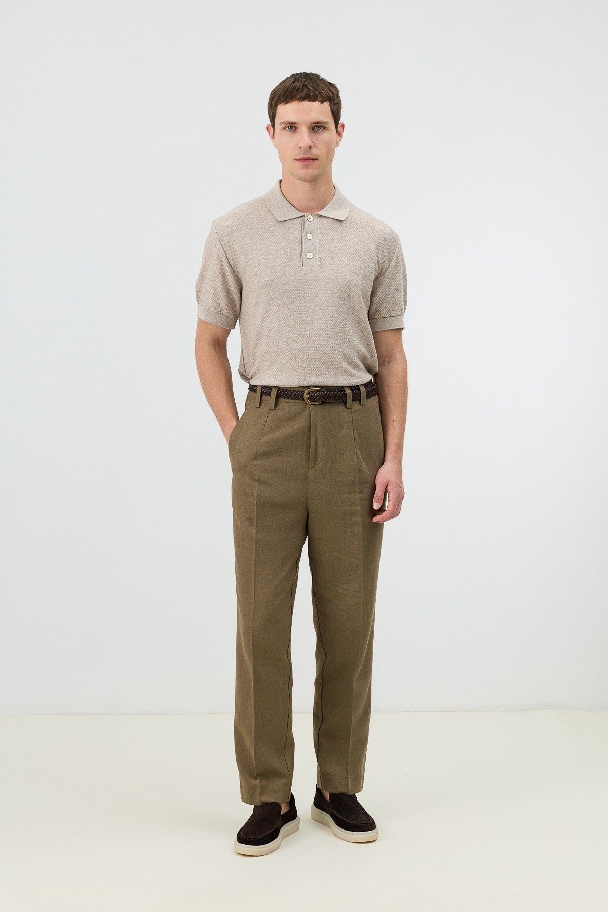 Textured Polo-Neck Knit Men's T-Shirt