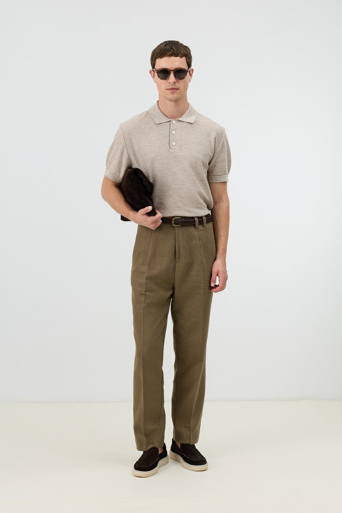 Textured Polo-Neck Knit Men's T-Shirt