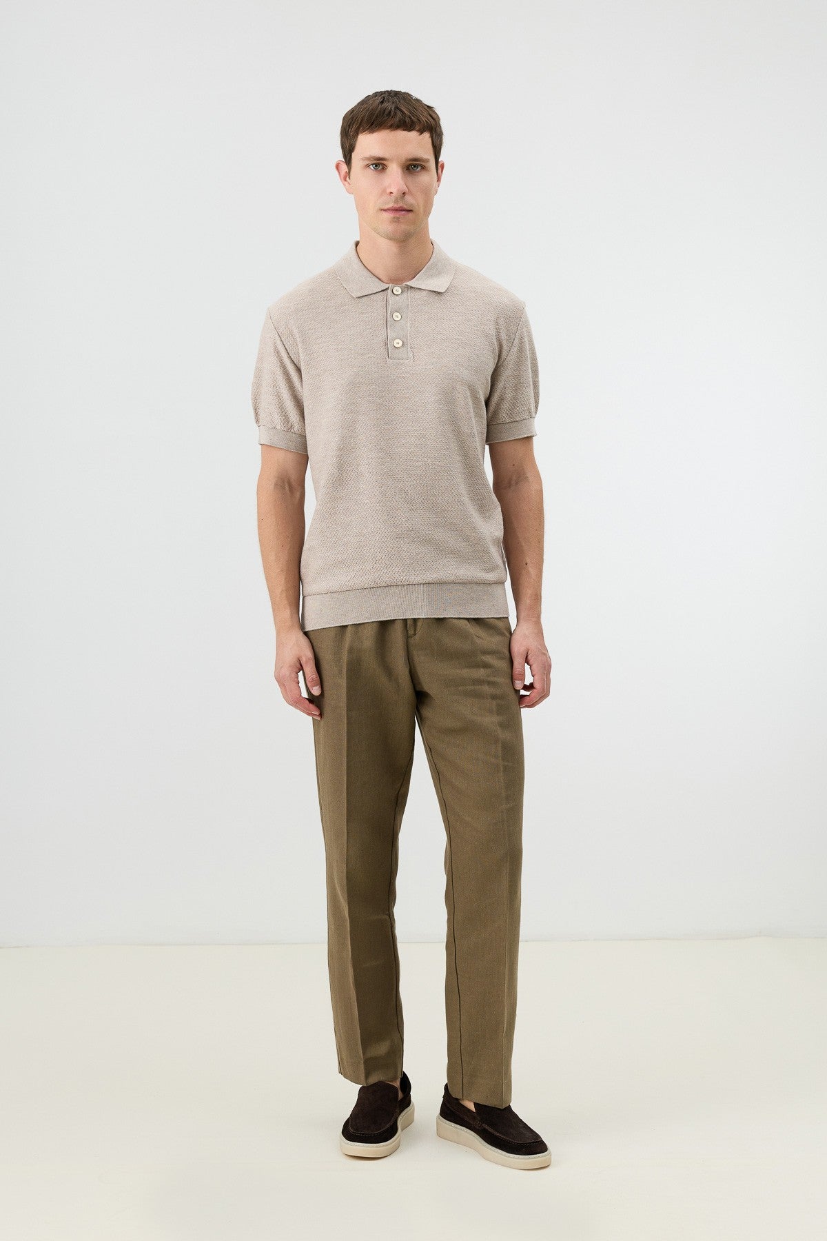 Textured Polo-Neck Knit Men's T-Shirt