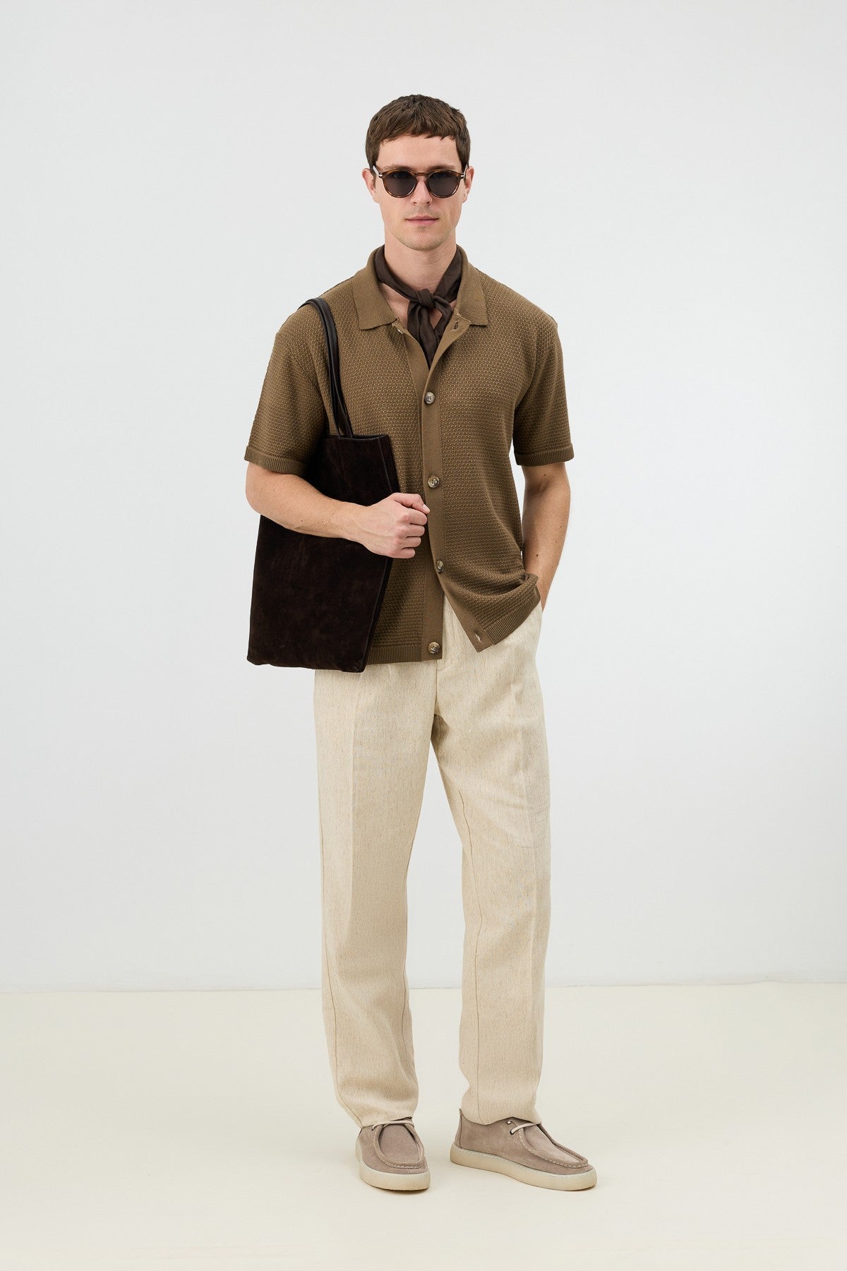 Textured Button-Down Knit Shirt