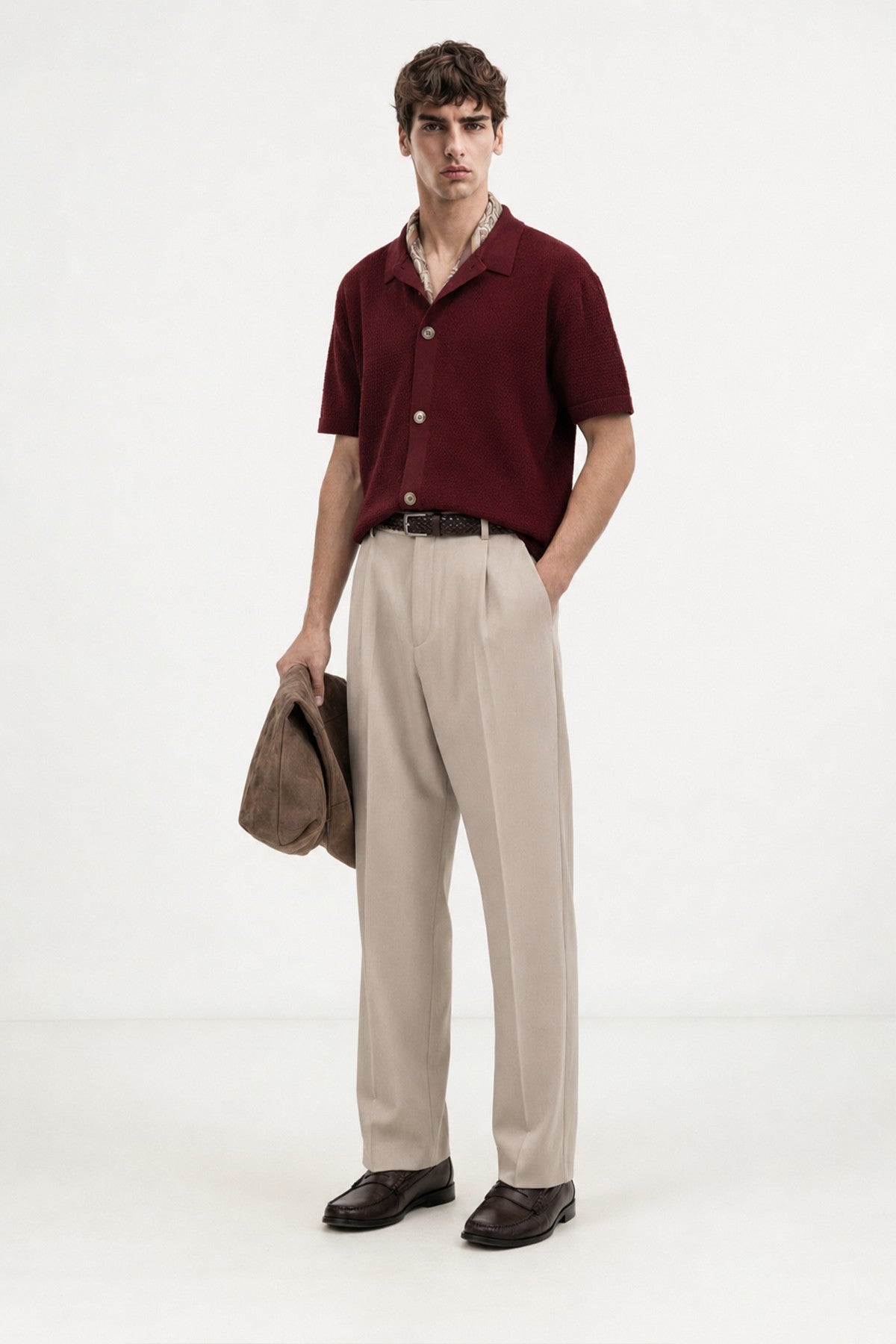 Antioch-Textured Button-Down Knit Shirt
