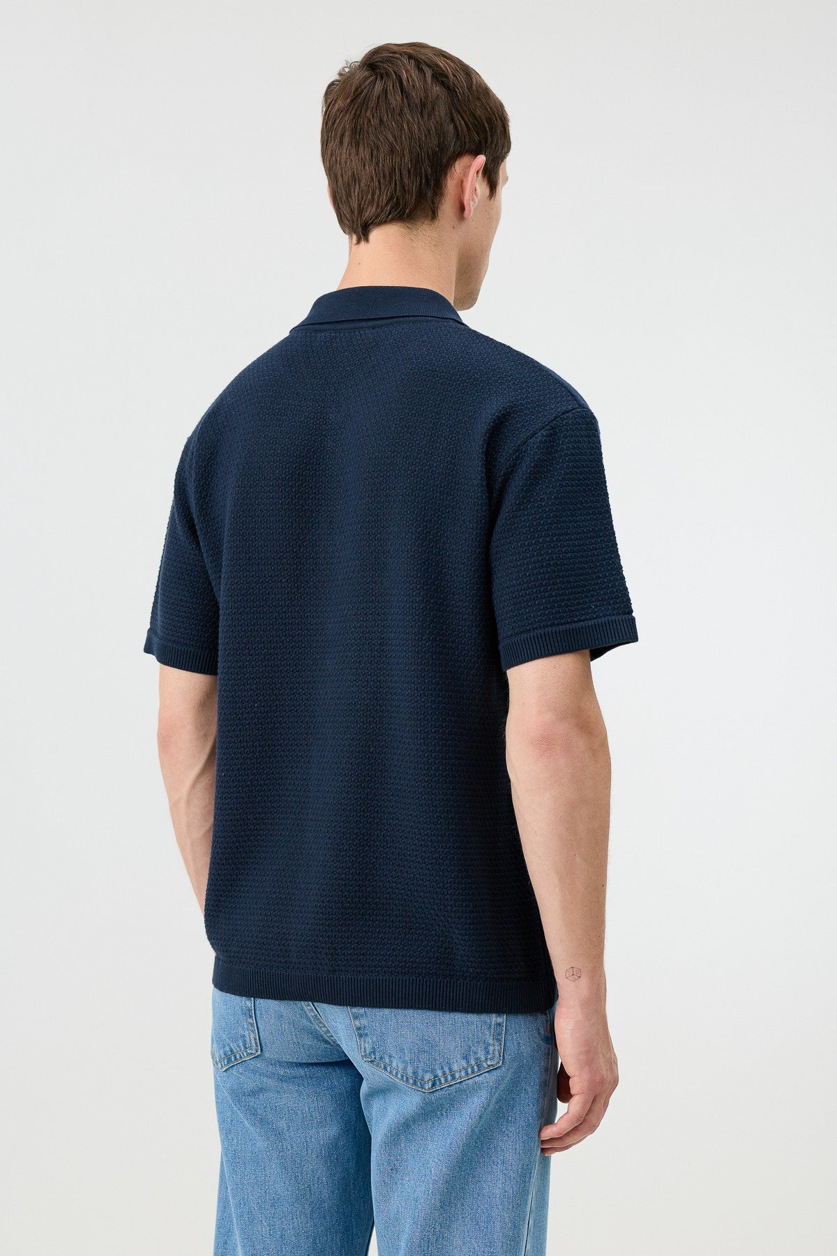 Antioch-Textured Button-Down Knit Shirt