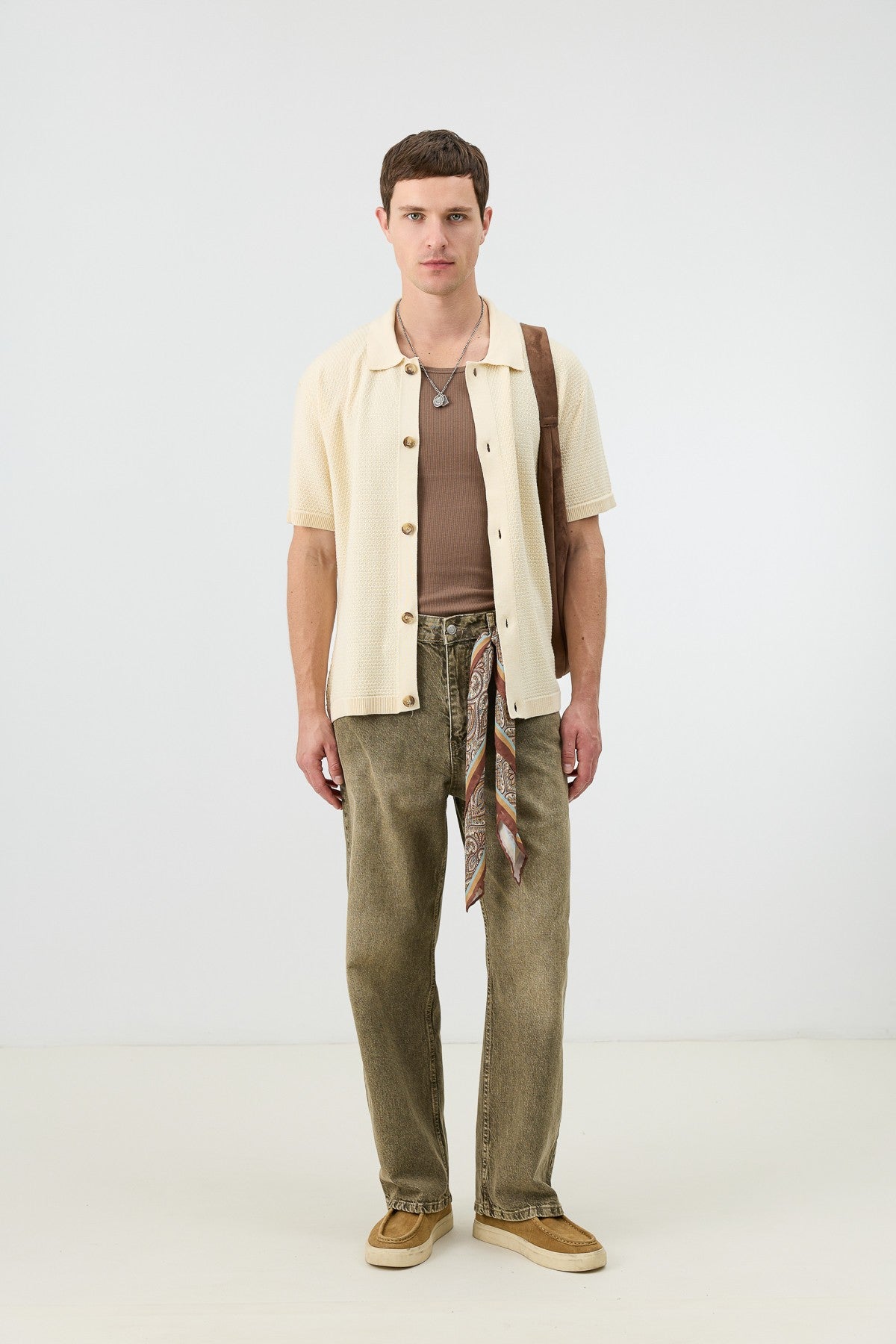 Antioch-Textured Button-Down Knit Shirt