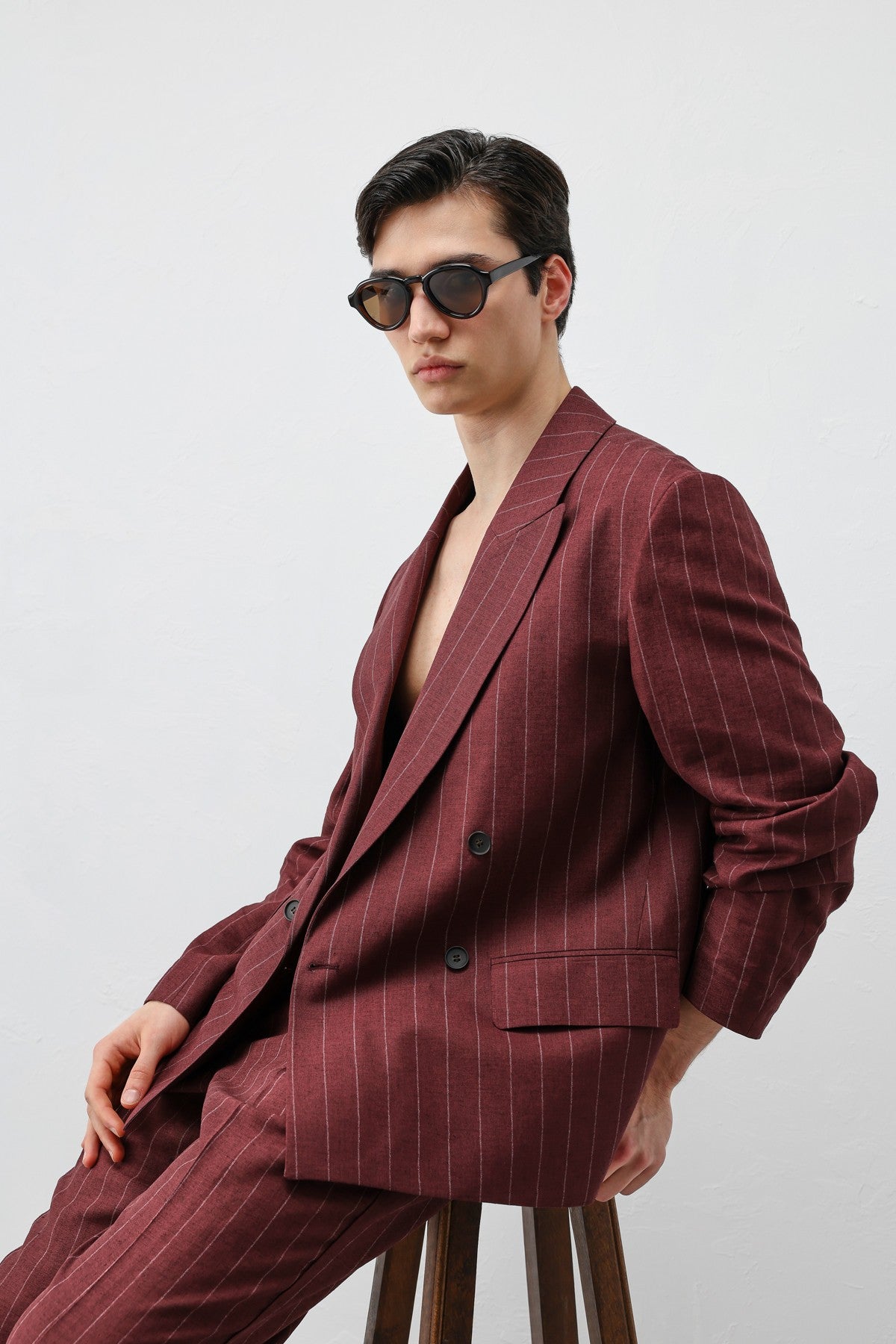Antioch Linen-Blend Striped Men's Blazer Jacket