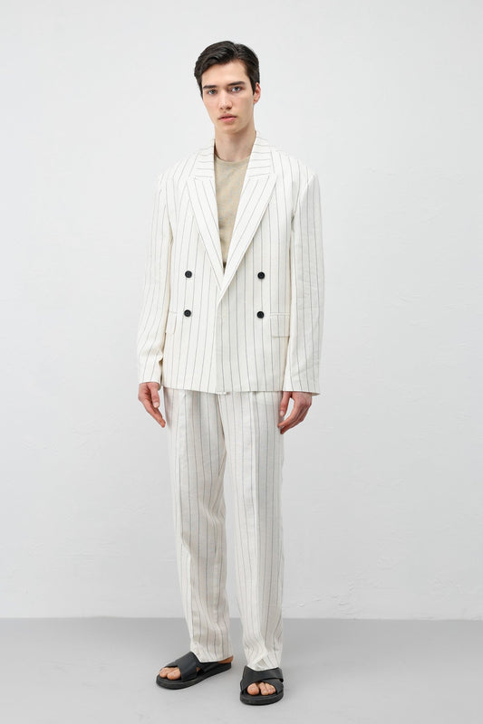 Antioch Linen-Blend Striped Men's Blazer Jacket