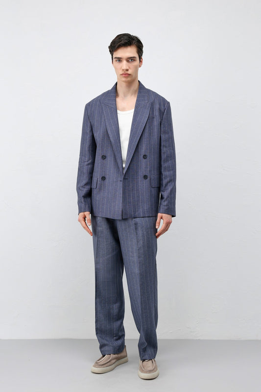 Antioch Linen-Blend Striped Men's Blazer Jacket