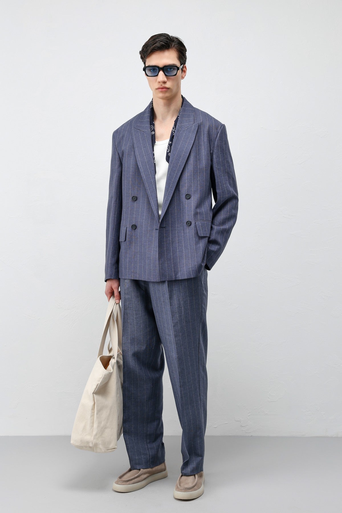 Antioch Linen-Blend Striped Men's Blazer Jacket