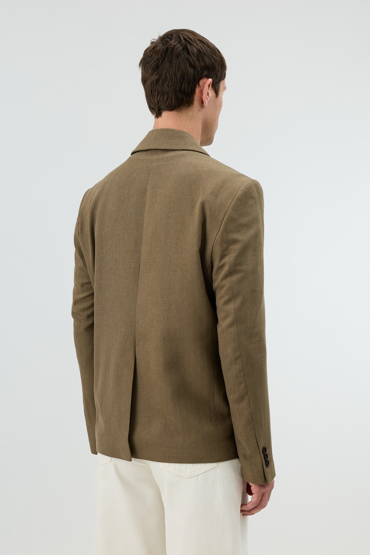 Men's Blazer Jacket with Herringbone Pattern in a Linen-Blend Fabric from Antioch