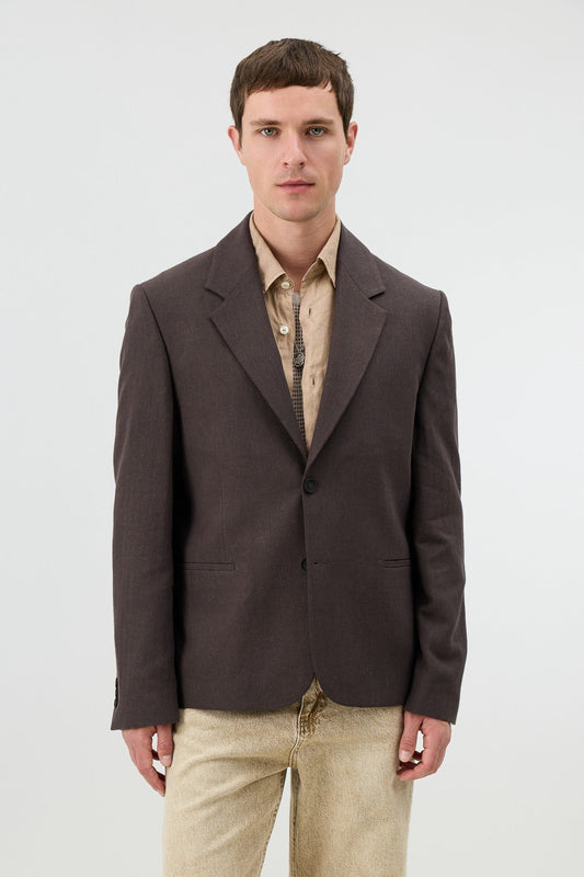 Men's Blazer Jacket with Herringbone Pattern in a Linen-Blend Fabric from Antioch