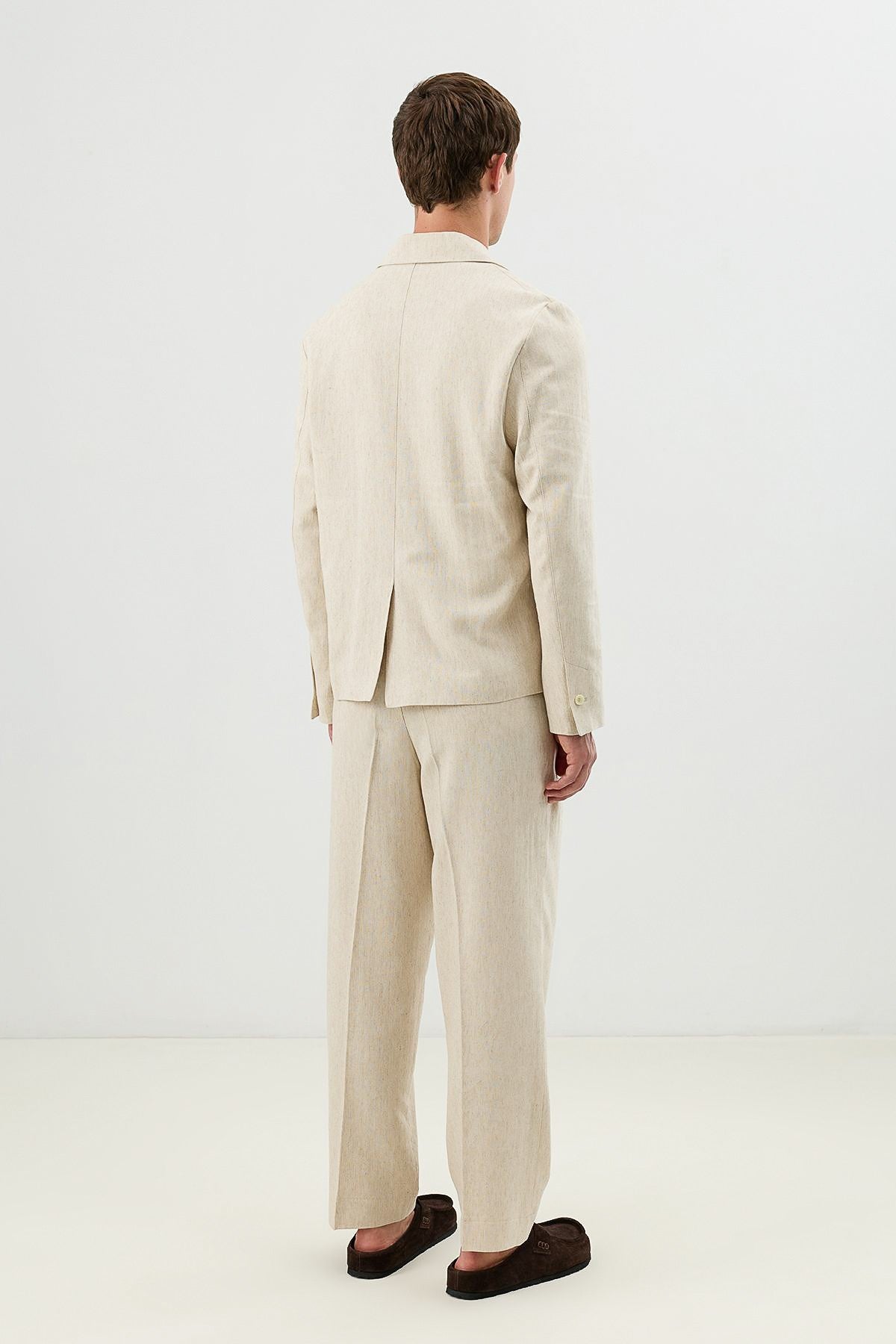Linen-Blend Double-Breasted Relaxed-Fit Jacket