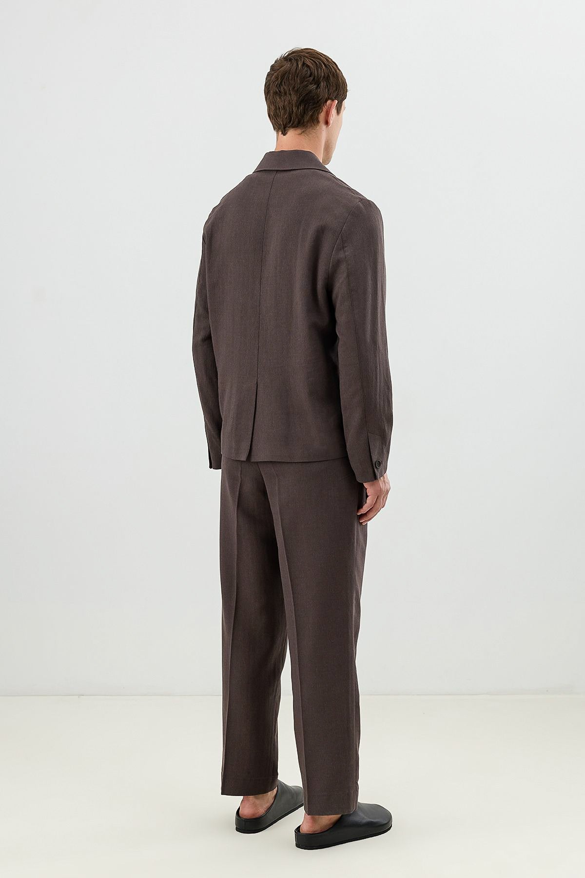 Linen-Blend Double-Breasted Relaxed-Fit Jacket