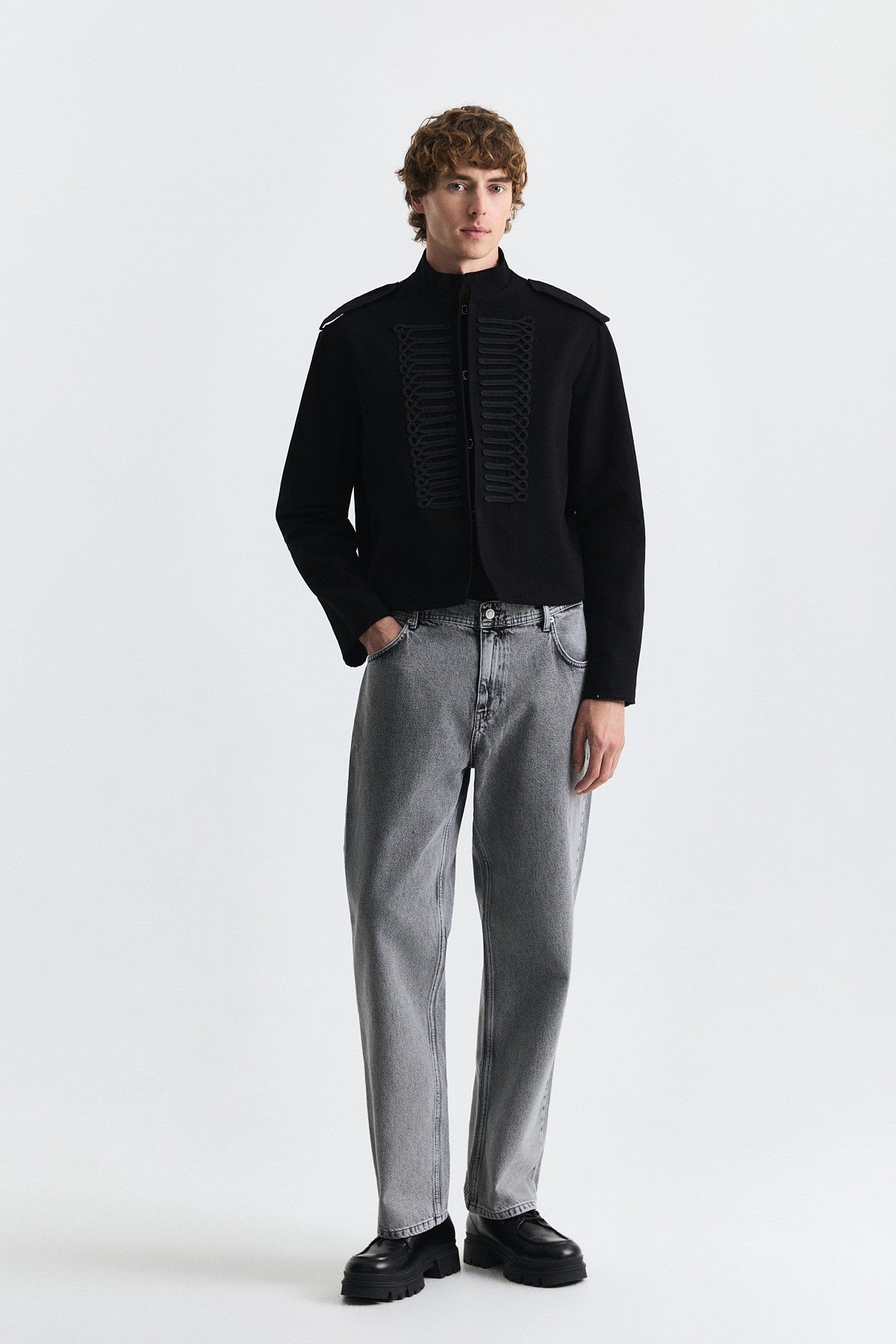 Crop-Fit Jacket with Epaulets