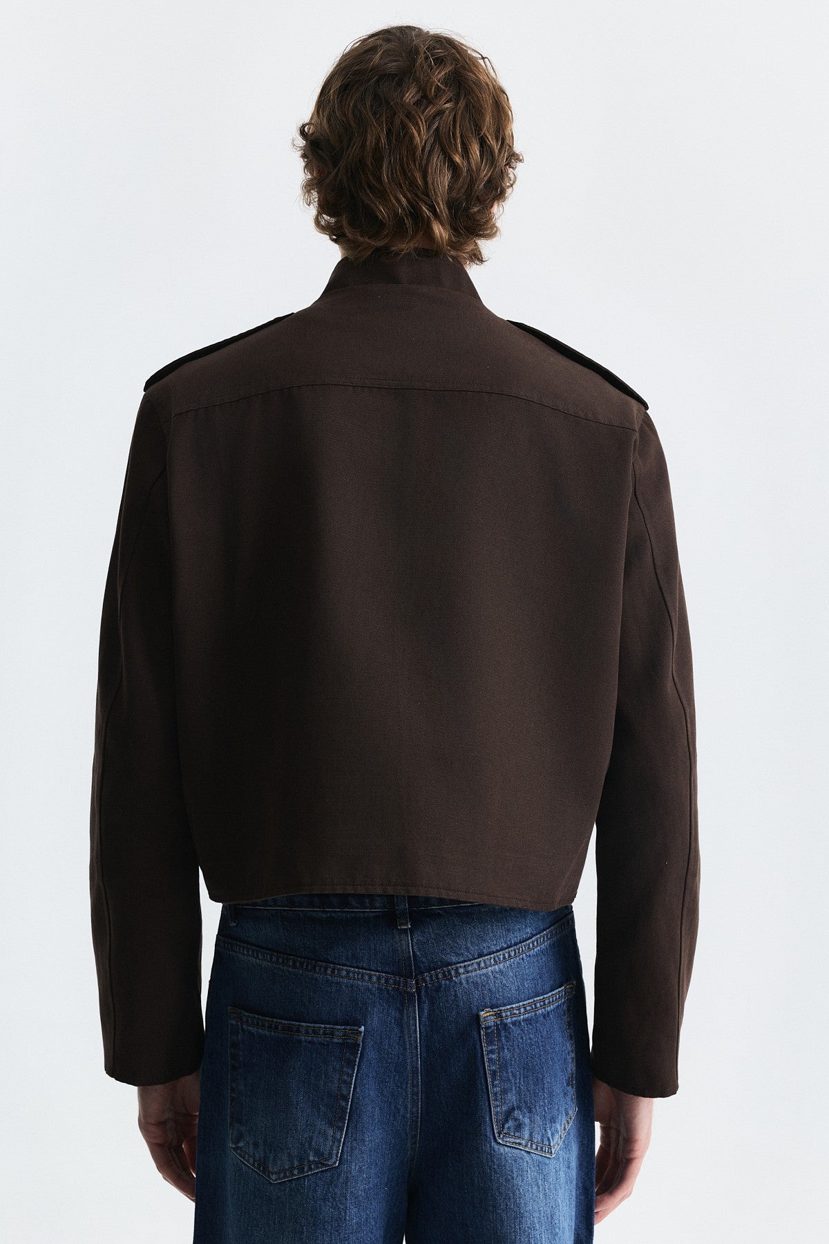 Crop-Fit Jacket with Epaulets