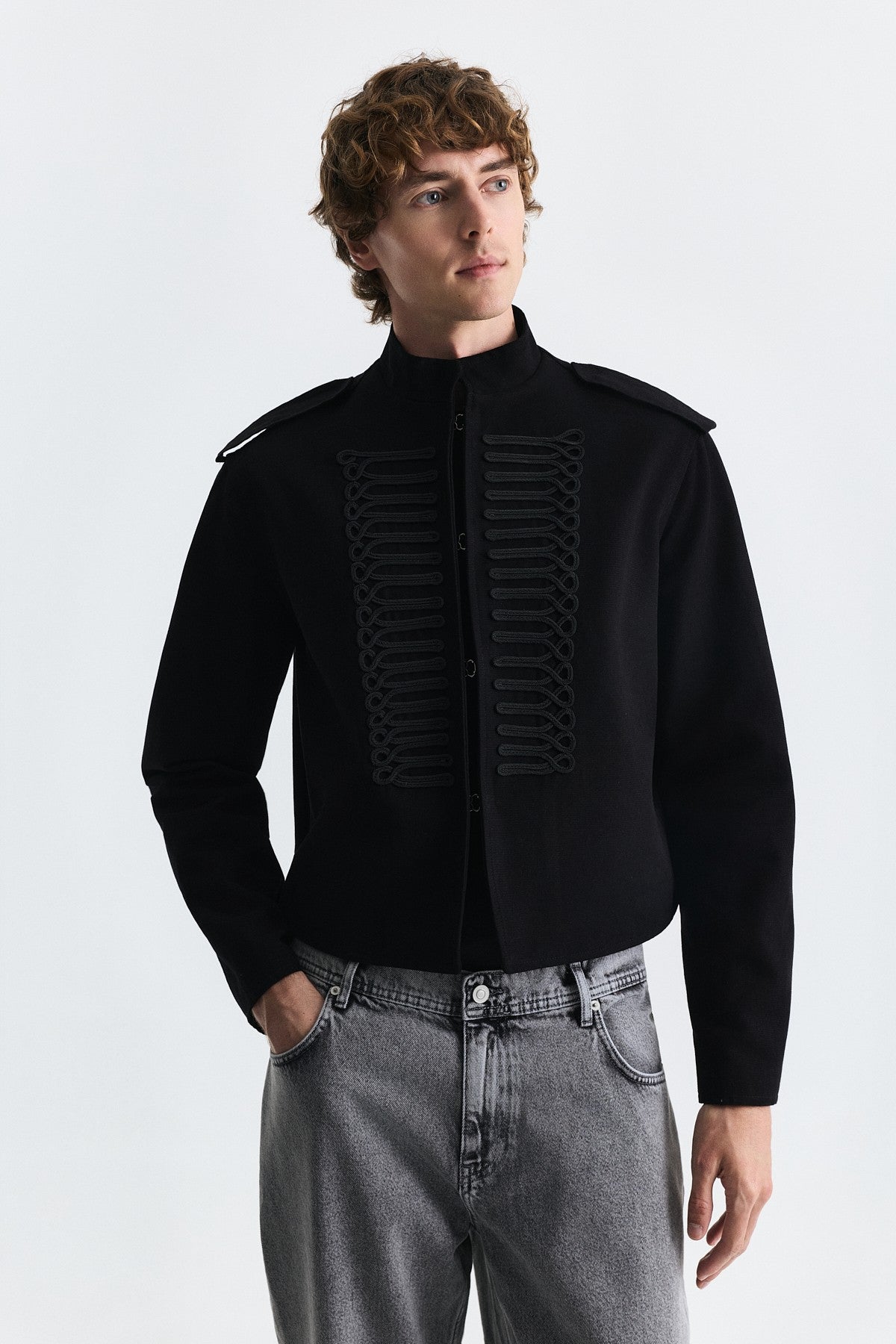 Crop-Fit Jacket with Epaulets