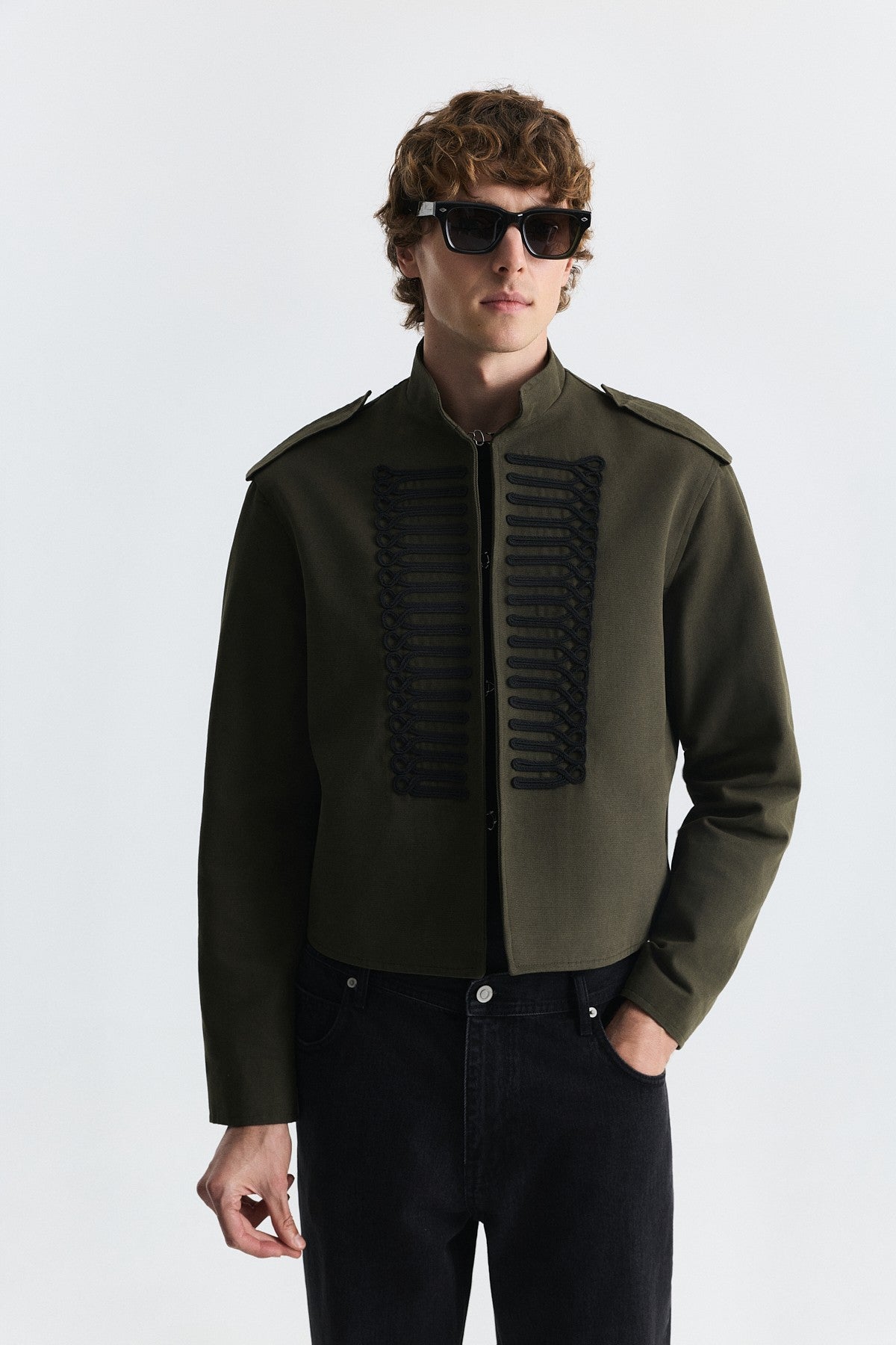 Crop-Fit Jacket with Epaulets