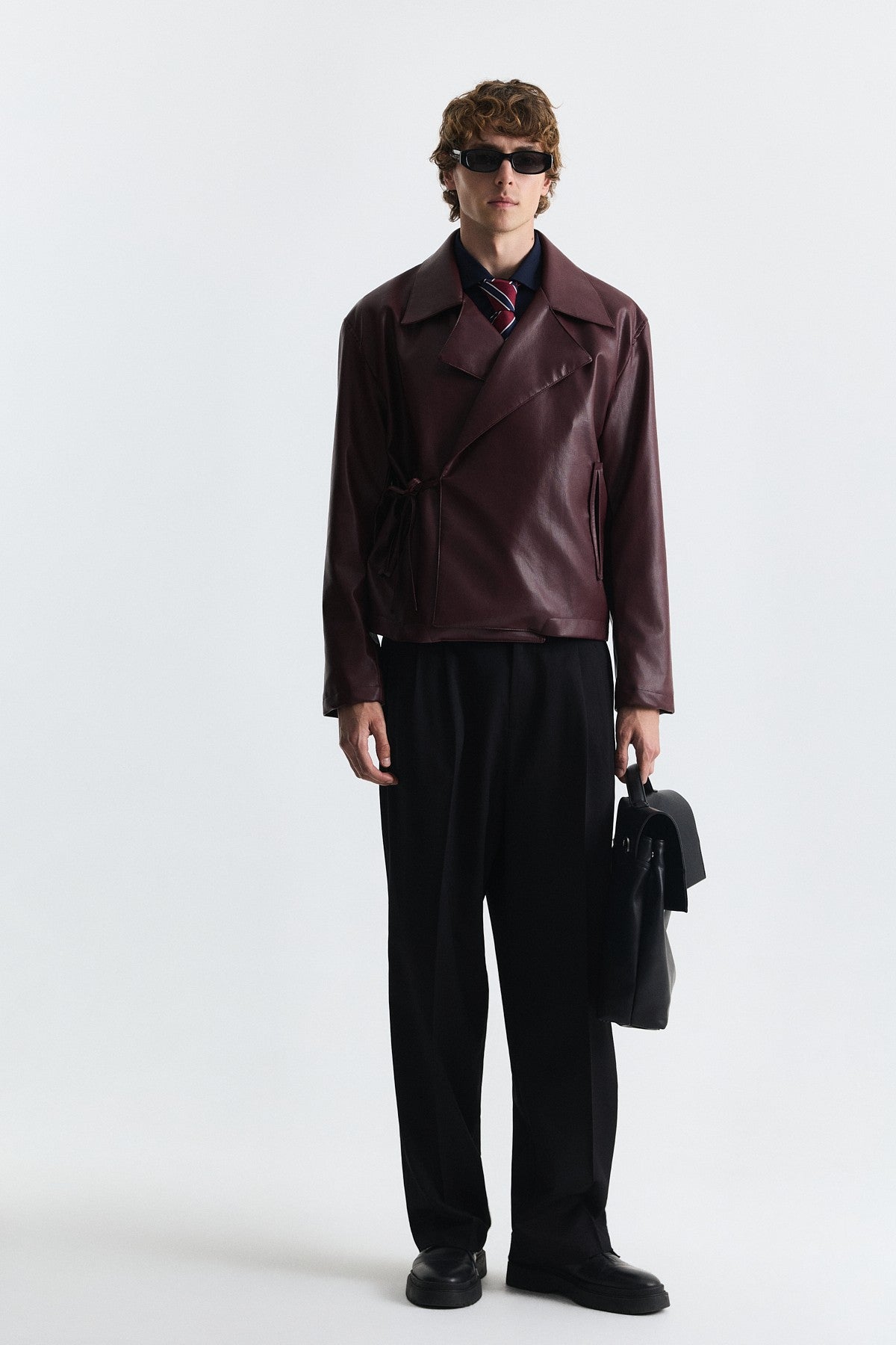 Faux Leather Button-Up Jacket