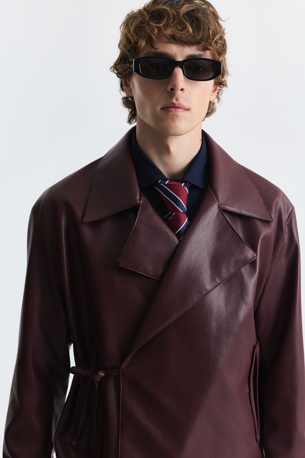 Faux Leather Button-Up Jacket