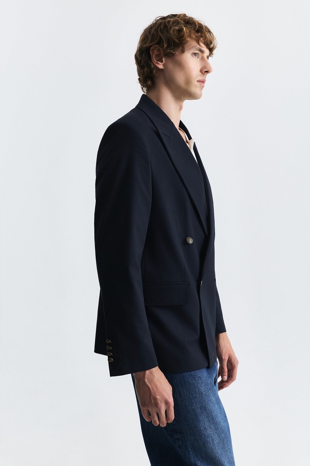 Wool-Blend Double-Breasted Blazer