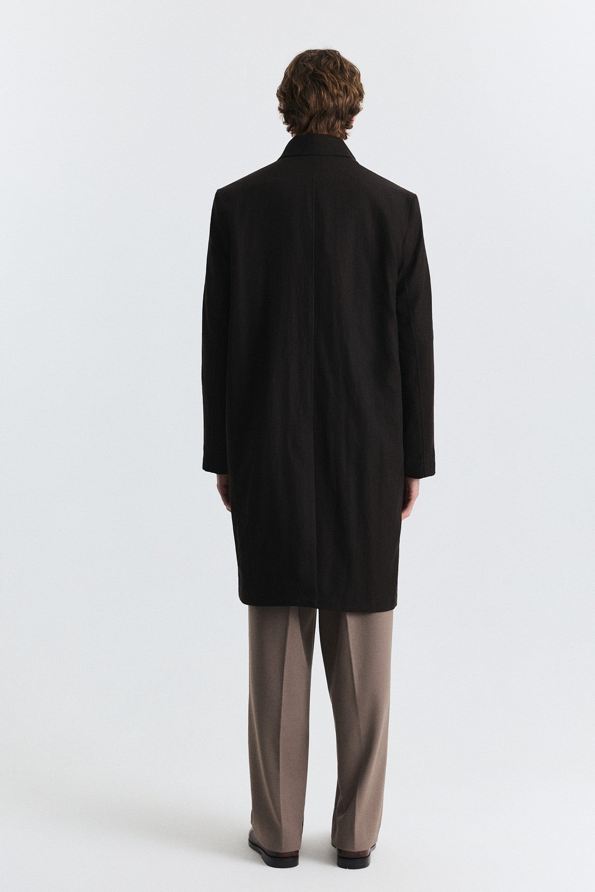 Stand-Up Collar Trench Coat with Metal Buttons