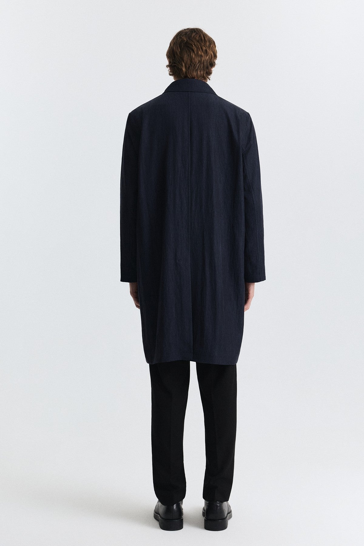 Stand-Up Collar Trench Coat with Metal Buttons