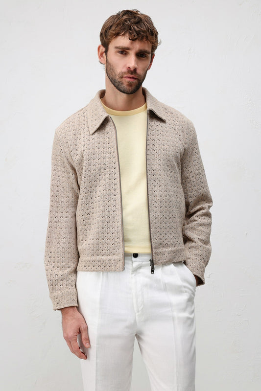 Men's Jacket with Zipper and Antioch Texture