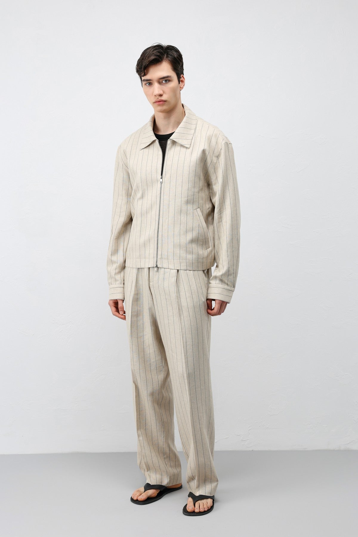 Antioch Men's Striped Jacket with Linen Blend