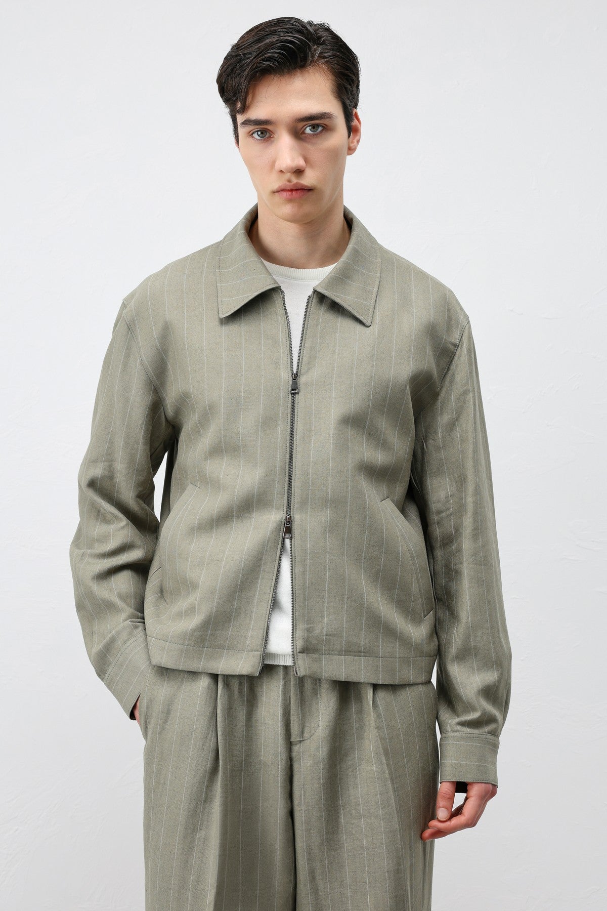 Antioch Men's Striped Jacket with Linen Blend