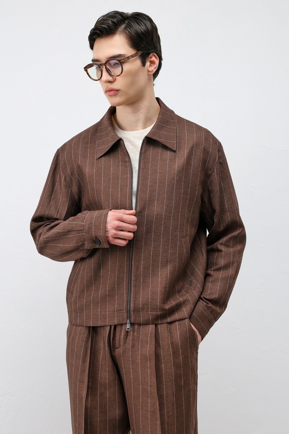 Antioch Men's Striped Jacket with Linen Blend