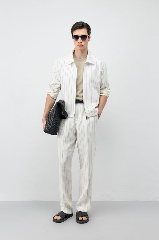Antioch Men's Striped Jacket with Linen Blend