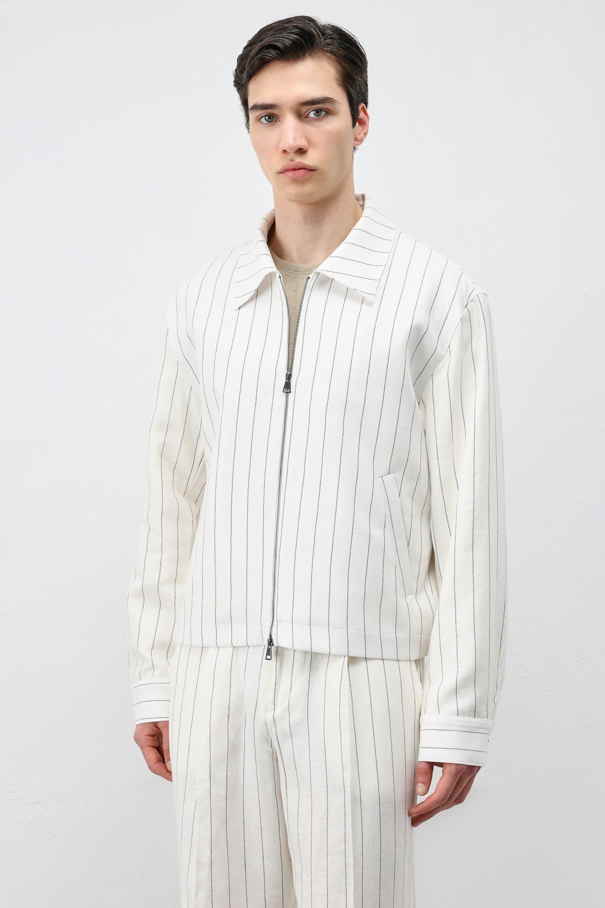 Antioch Men's Striped Jacket with Linen Blend