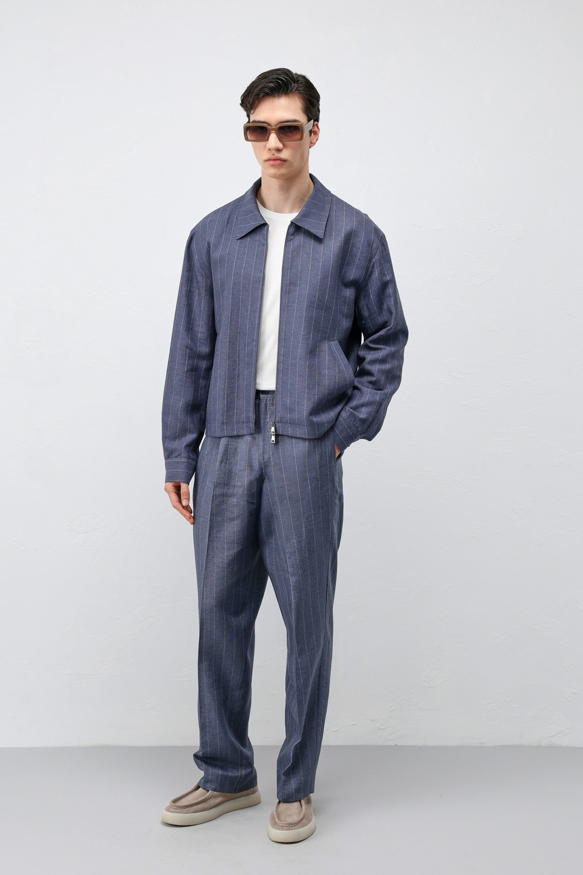 Antioch Men's Striped Jacket with Linen Blend