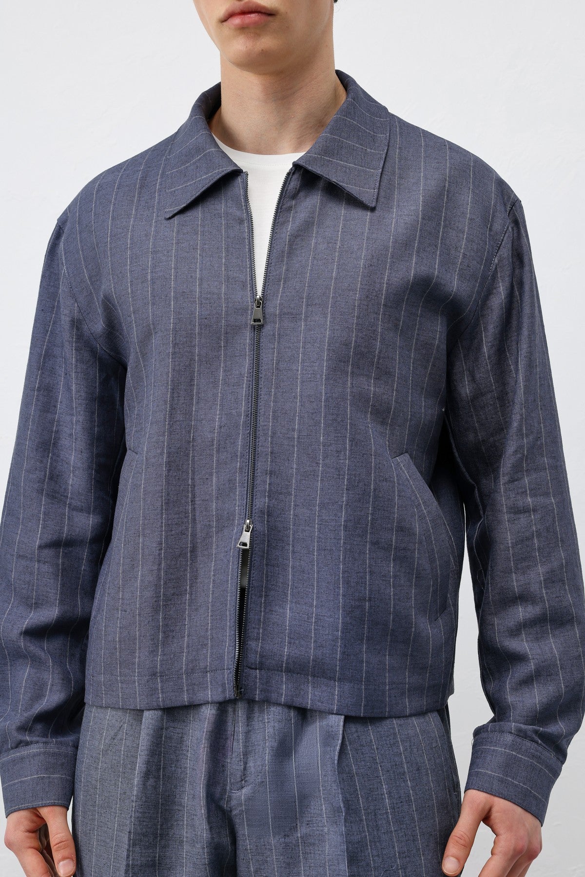 Antioch Men's Striped Jacket with Linen Blend