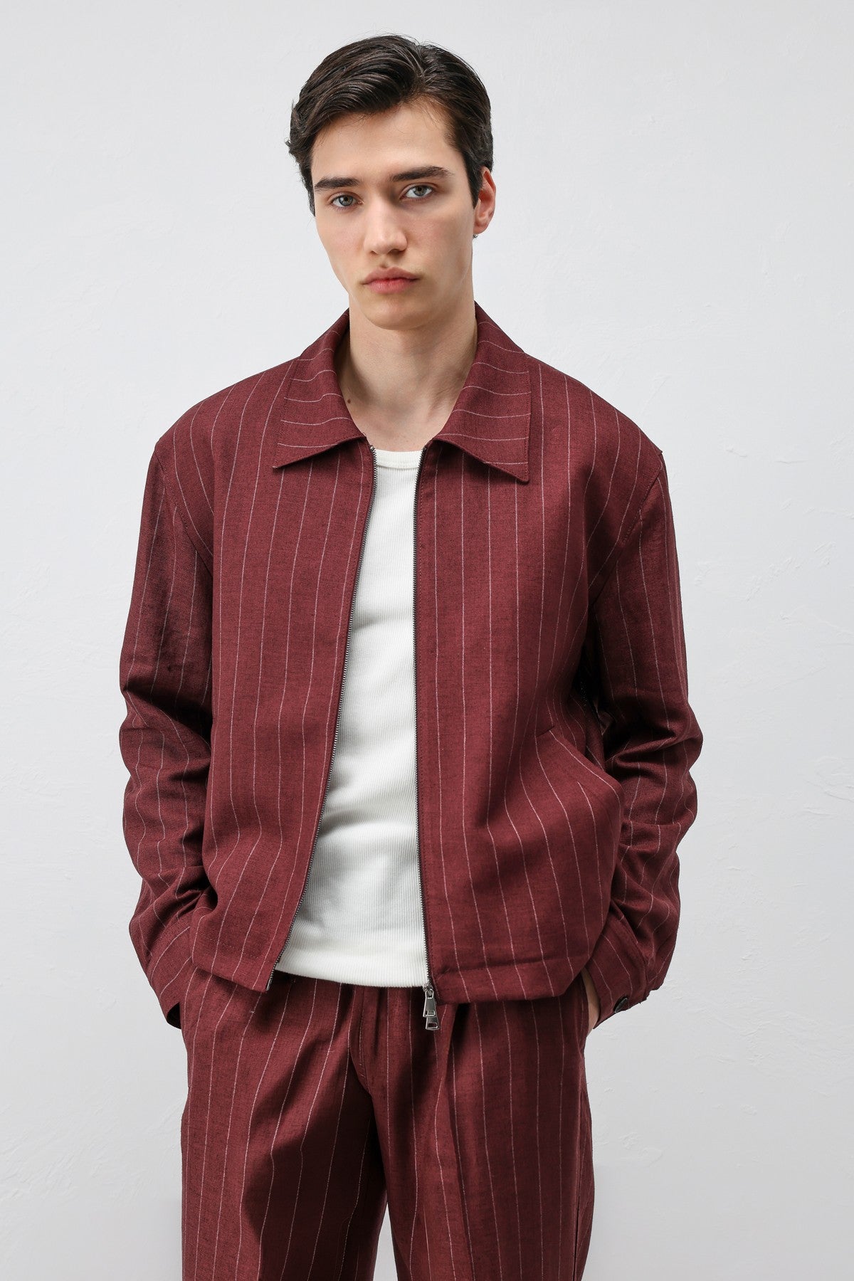 Antioch Men's Striped Jacket with Linen Blend