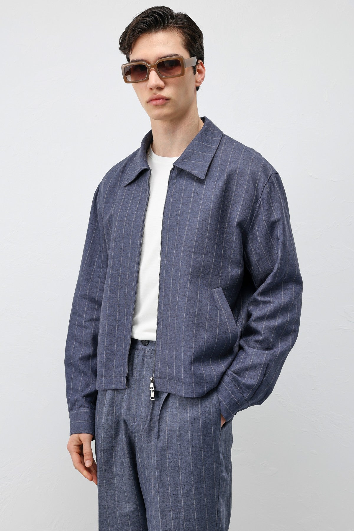 Antioch Men's Striped Jacket with Linen Blend